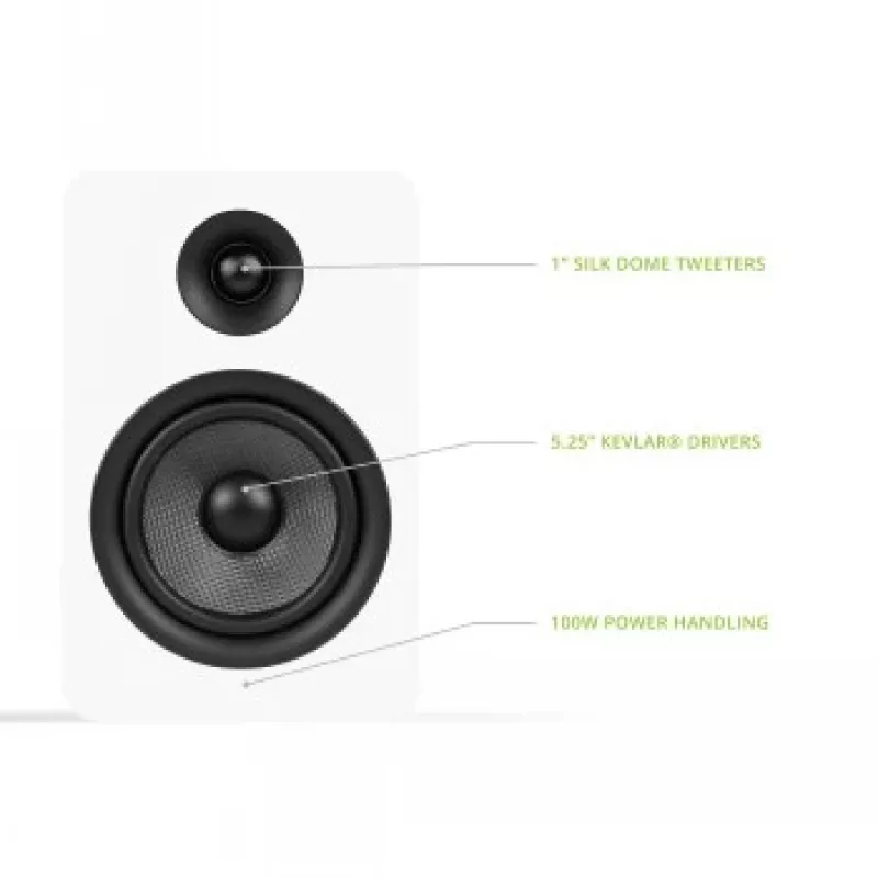 KANTO AUDIO YUP6W Pasyvūs Lentyniniai Garsiakalbiai (Pora) - Balti - 1 inch Šilko Kupolo Aukštadažnis ir 5.25 inch Kevlaro Žemadažnis