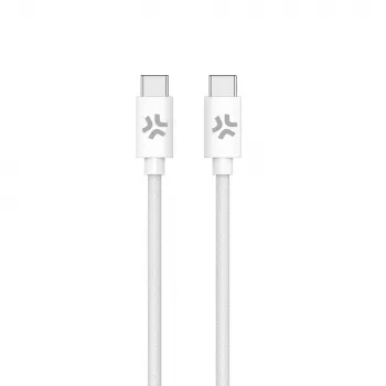 CELLY USBCUSBCCOTT - USB-C į USB-C medvilninis pintas laidas baltas (Power Delivery)
