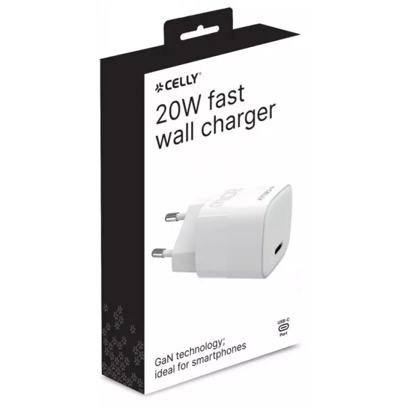 CELLY TC1USBC20WEVOWH USB-C sieninis įkroviklis 20W baltas