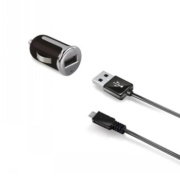 CELLY automobilinis įkroviklis Turbo su Micro USB kabeliu 2.4A 100cm juodas