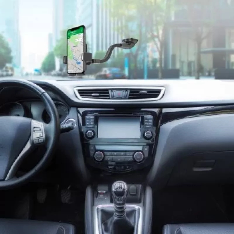 CELLY Mountflex Plus automobilinis laikiklis priekiniam stiklui / prietaisų skydeliui, ilga lazdelė - juoda
