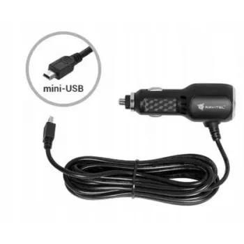 NAVITEL Mini-USB automobilinis įkroviklis cigarečių degiklio lizdui, 12V/24V, 2A, 10W, 1,2 m laidas, juodas