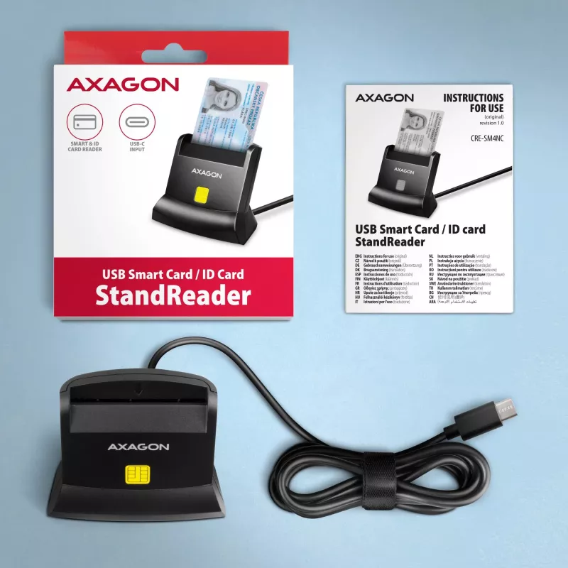AXAGON CRE-SM4NC USB-C Smart Card Stand Reader - Juoda