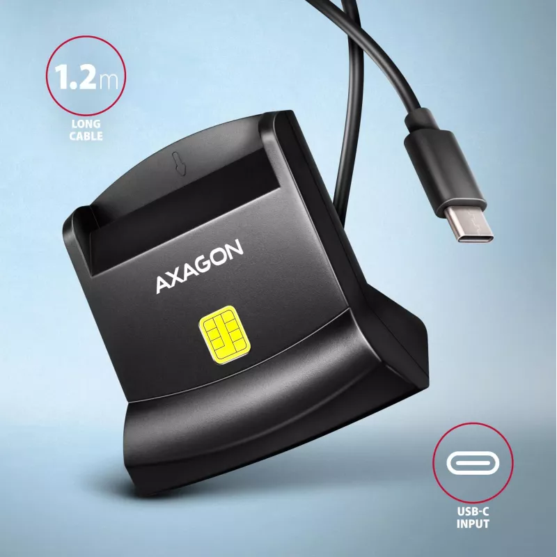 AXAGON CRE-SM4NC USB-C Smart Card Stand Reader - Juoda