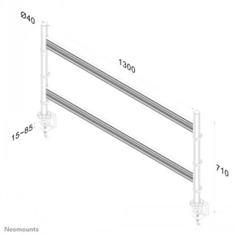 NEOMOUNTS NEWSTAR Flat Screen Desk Toolbar 6 ekranams (70 x 130 cm) 10-24 sidabrinė