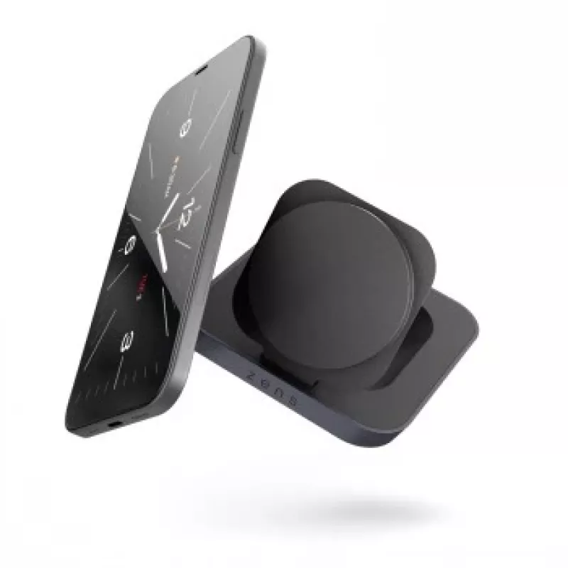 ZENS Magnetic Nightstand Charger - 20W belaidis įkrovimo stovas, skirtas iPhone ir AirPods (juodas)