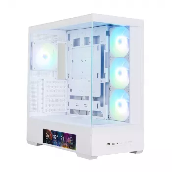 Zalman P40 DS White Mid-Tower PC Case su 4x 140mm ARGB ventiliatoriais, grūdinto stiklo šoniniu skydeliu, tinkliniu priekiniu skydeliu, baltas