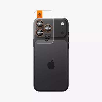Spigen Optik Pro GLAS.TR EZ Fit Camera Protector 2-Pack - Grūdinto stiklo objektyvo apsauga, skirta iPhone 16 Pro / 16 Pro Max / 17 Pro / 17 Pro Max (oranžinė)
