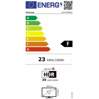 Samsung LS27H700EAUXEN 27 colių ViewFinity S7 S70H Monitorius, UHD 3840x2160, 16:9, 300 cd/m², 5 ms, HDMI, USB, DP
