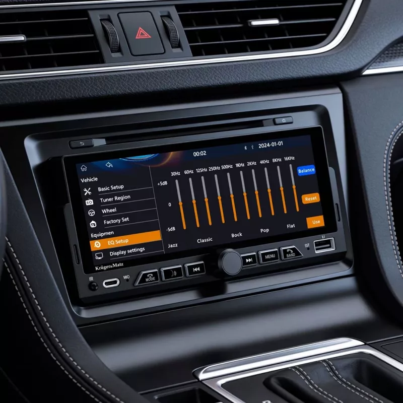 KRUGER & MATZ KM2017 1DIN automobilinis radijas su Apple CarPlay ir Android Auto