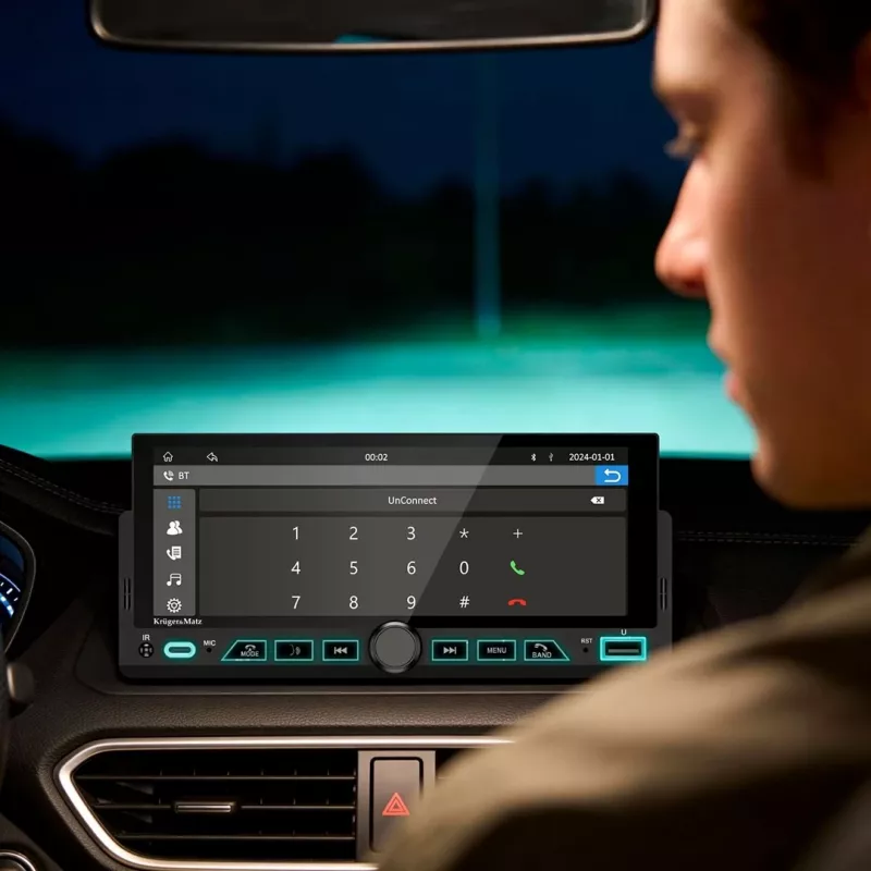 KRUGER & MATZ KM2017 1DIN automobilinis radijas su Apple CarPlay ir Android Auto