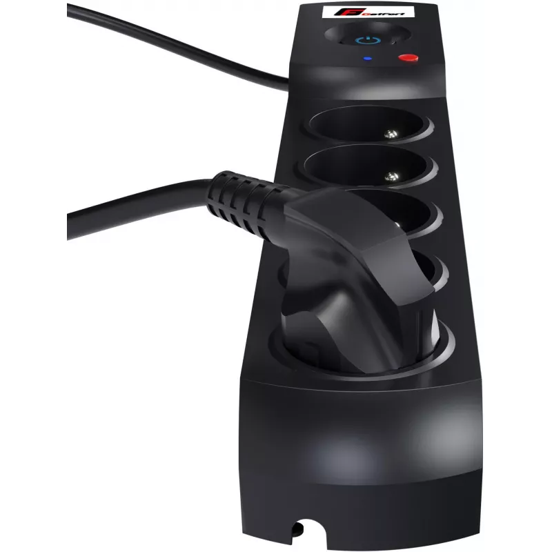Getfort 5P 1.5m Black Surge Protected Power Strip