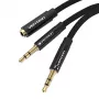 Vention BBLBAB 3.5mm garso skirstytuvas, lizdas į 2x kištukus, 0,6 m, juoda