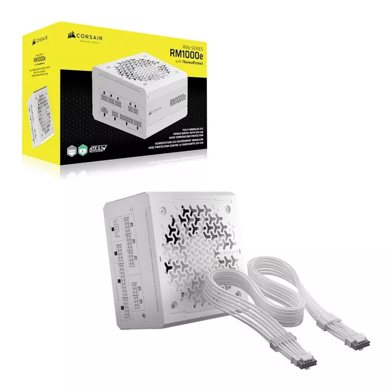 CORSAIR RMe White Series RM1000e 2026 Cybenetics Platinum sertifikuotas 1000W pilnai modulinis ATX 3.0 maitinimo blokas