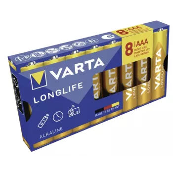 VARTA Longlife AAA LR03 Micro šarminės baterijos, 8 vnt., 1,5 V, lizdinė pakuotė