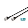 DIGITUS CAT 6A F-FTP plonas jungiamasis kabelis, 0,5 m, juodas, 10 vnt. pakuotė, LSZH, 10Gbps, RJ45