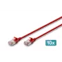 DIGITUS CAT 6A F/FTP plonas jungiamasis kabelis, 0,5 m, raudonas, 10 vnt., LSZH, 10 Gbps
