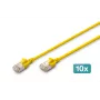 DIGITUS CAT 6A F-FTP plonas jungiamasis kabelis, 0,5 m, geltonas, 10 vnt. pakuotė, LSZH, 10Gbps, 500MHz, 28AWG varis, auksu padengti RJ45