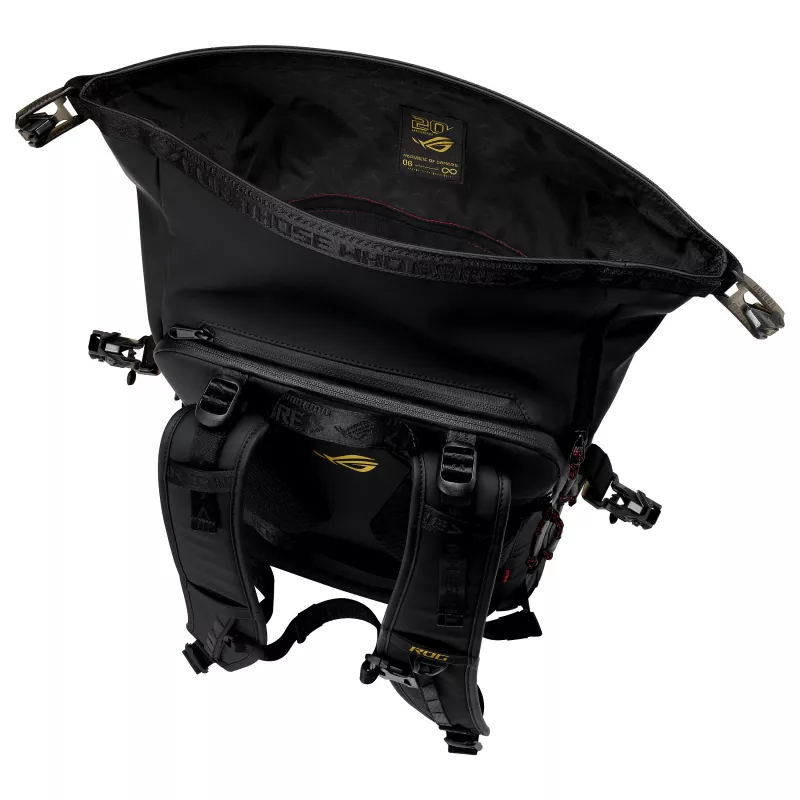 ASUS ROG Slash kuprinė BP3802 Edition 20 - 16L vandenį atstumianti Cordura nešiojamojo kompiuterio kuprinė iki 17,3 colio, juoda