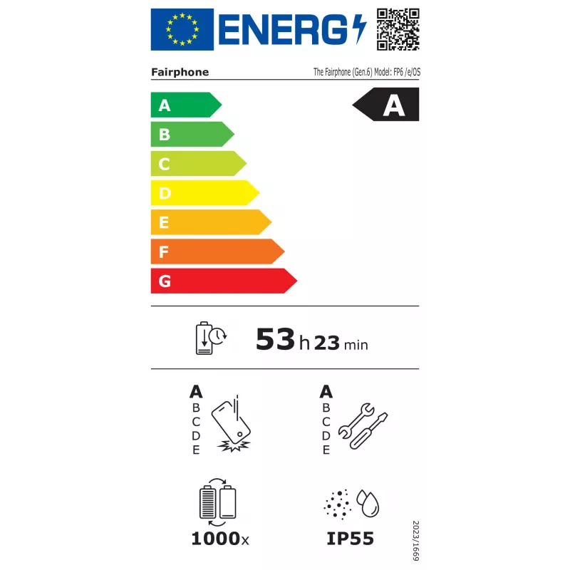 Fairphone 6+ 256GB miško žalios spalvos Dual SIM 5G modulinis išmanusis telefonas (12GB RAM, Android 13, 50MP triguba kamera, IP55)