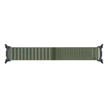 Samsung Fabric Band S/M Olive, skirtas Galaxy Watch9 ir Watch8 - austas nailonas, lipnus užsegimas, 20 mm greitas atleidimas