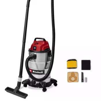 Einhell TC-VC 3055 S 30 L šlapio ir sauso valymo cilindrinis dulkių siurblys, 950 W, nerūdijančio plieno bakas, pūtimo funkcija