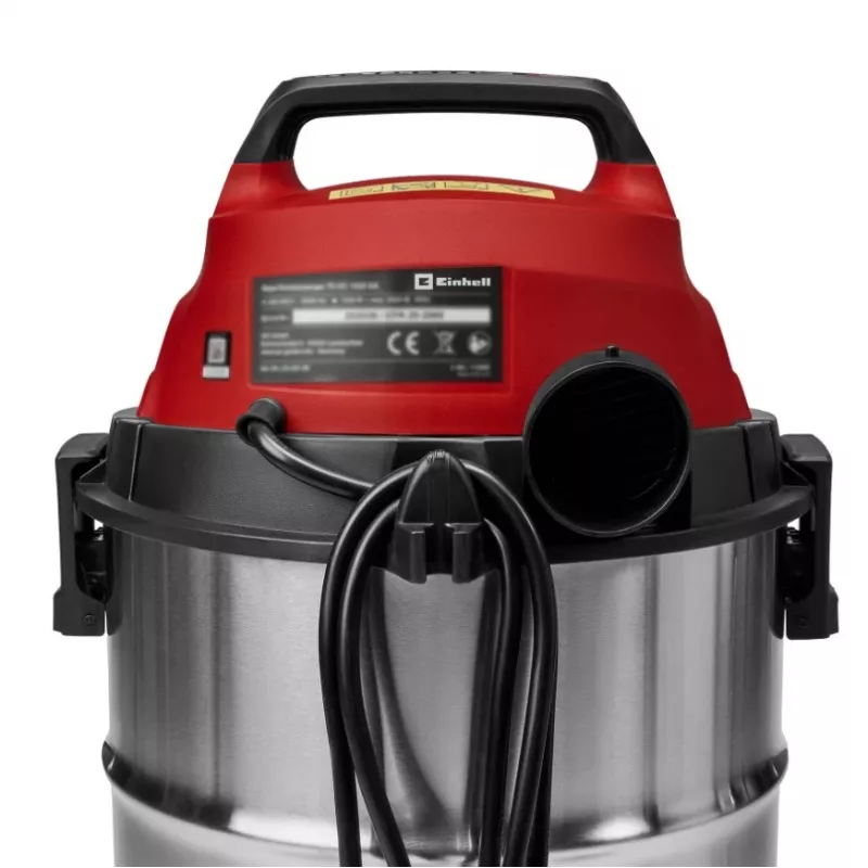 Einhell TC-VC 3055 SA šlapio ir sauso valymo dulkių siurblys su maitinimo lizdu, 55L nerūdijančio plieno bakas, 1500W