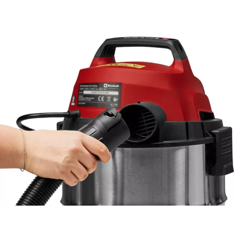 Einhell TC-VC 3055 SA šlapio ir sauso valymo dulkių siurblys su maitinimo lizdu, 55L nerūdijančio plieno bakas, 1500W