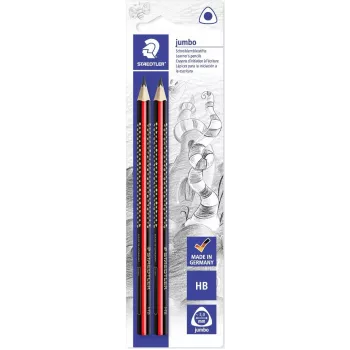 STAEDTLER Tradition Jumbo HB trikampiai grafito pieštukai, 2 vnt. pakuotė, juodi su klasikinėmis juostelėmis