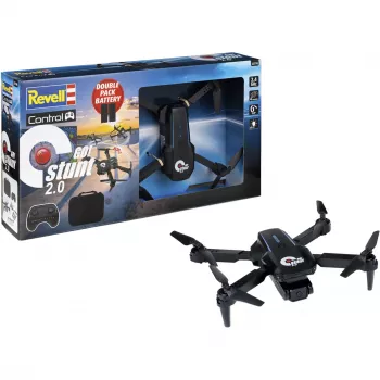 Revell RC Quadrocopter GO! Stunt 2.0 - 2,4 GHz 4 kanalų paruoštas skrydžiui dronas su 6 ašių giroskopu, be galvos režimu, 360° salto, LED lemputėmis, 3 greičio lygiais, LiPo baterija, nuo 8 metų