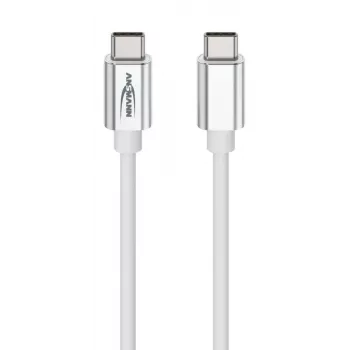 ANSMANN USB-C į USB-C duomenų ir įkrovimo laidas 1,2 m baltas 60W