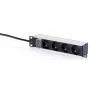 DIGITUS 10 colių aliumininis PDU maitinimo skirstytuvas, 4 Schuko lizdai, 16A, 1,5 m laidas, juodos spalvos