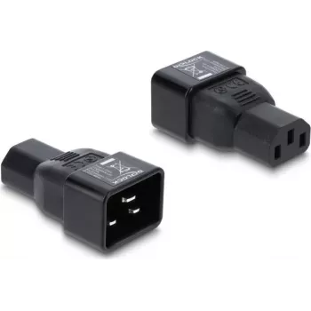 Delock IEC 60320 C20 į C13 maitinimo adapteris, vyriškas kištukas į moterišką lizdą, 10 A, 250 V, tiesus, juodas