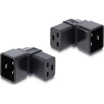 Delock IEC 60320 C20 į C19 maitinimo adapteris, kištukas į lizdą, 16 A, 90° kampu, juodas