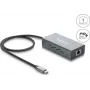 Delock USB Type-C Gigabit Ethernet tinklo adapteris su RJ45 PoE ir USB Power Delivery