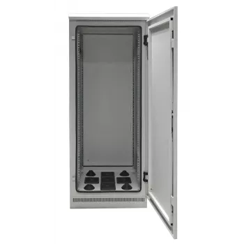 EFB Elektronik 19 inch IP55 tinklo spinta 24U 800x800 su iš anksto sumontuotu cokoliu, šviesiai pilka RAL 7035
