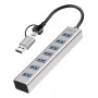 LogiLink USB 3.0 Hub 7x USB-A 2-in-1 jungiamasis kabelis sidabrinis