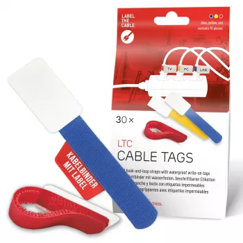 LABEL THE CABLE LTC 2630-30 Daugkartiniai lipdukai su užrašymo etiketėmis kabeliams, 30 vnt. mišrus rinkinys