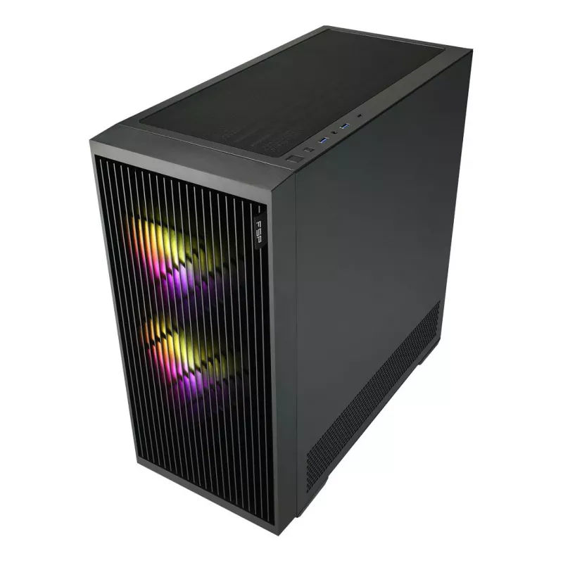 Fortron M330 grūdinto stiklo mini bokšto kompiuterio korpusas, juodas