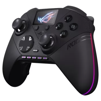 ASUS ROG Raikiri II Pro PC žaidimų valdiklis - trijų režimų (USB-C, 2.4GHz RF, Bluetooth 5.0), OLED ekranas, 4 programuojami menteliai, ESS DAC, juodas