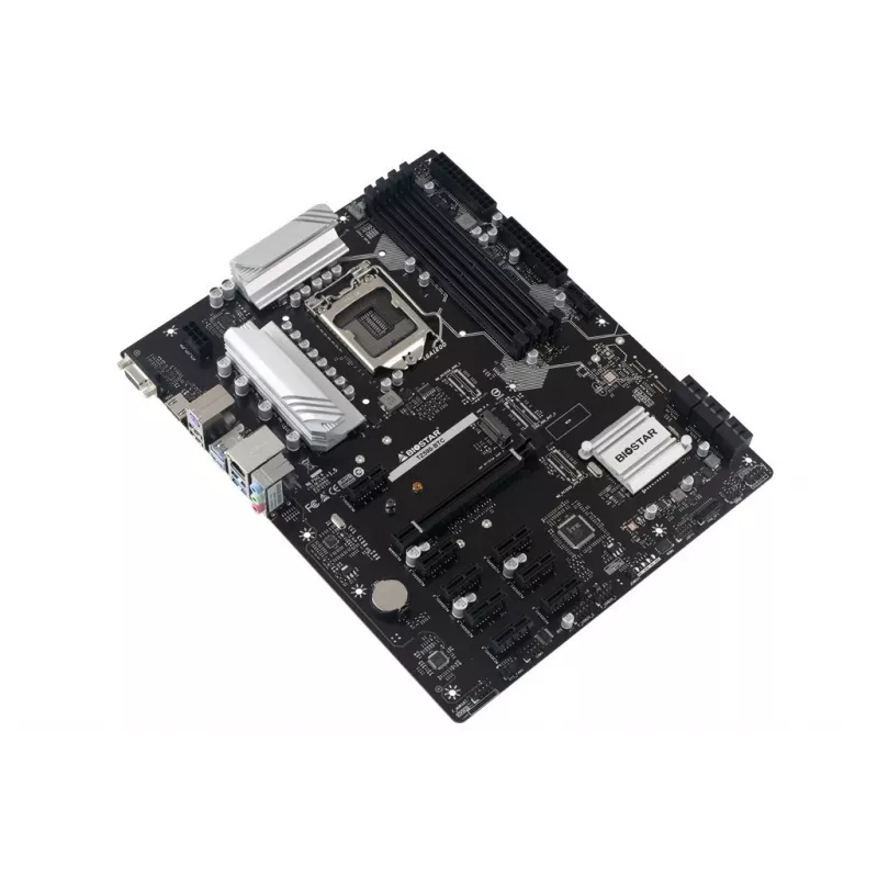 Biostar TZ590-BTC ATX pagrindinė plokštė, skirta 10/11 kartos Intel procesoriams, Z590 mikroschemų rinkinys, 10 PCIe x1 lizdų, 2.5GbE LAN, optimizuota kasybai