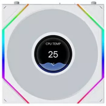 Lian Li UNI FAN TL120 LCD FLEX belaidis ARGB baltas 120 mm atvirkštinių menčių korpuso ventiliatorius