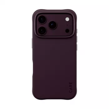 CARE by PanzerGlass Samba dėklas, skirtas iPhone 17 Pro / 18 Pro - tamsiai vyšninė, MagSafe, perdirbtas plastikas, D3O Bio, 3,6 m kritimo apsauga