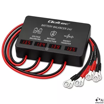 Qoltec 48V akumuliatorių balansuoklis 4 x 12V akumuliatoriams | 10A | AGM GEL LiFePO4 | LED