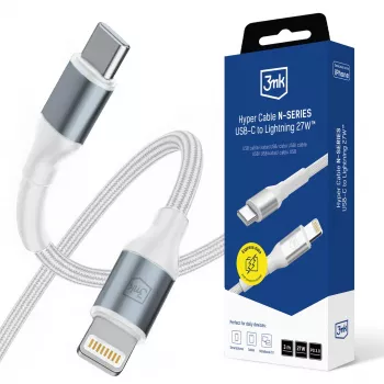 3mk Hyper Cable N-SERIES USB-C į Lightning 3m PD 3.0 9V/3A 27W balta