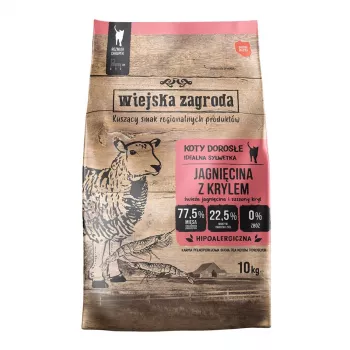 WIEJSKA ZAGRODA ėriena su kriliumi sausas kačių maistas - 10kg