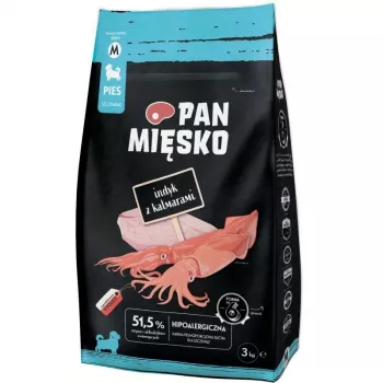 Pan Mięsko sausi šunų ėdalai kalakutiena su kalmaru šuniukams, vidutinio dydžio granules, 3 kg