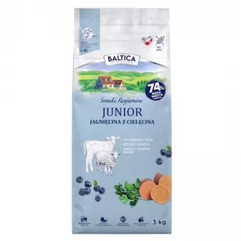 BALTICA Flavours of Regions Junior ėriena su veršiena – bekvapiai sausas šunų ėdalas šuniukams, 3 kg