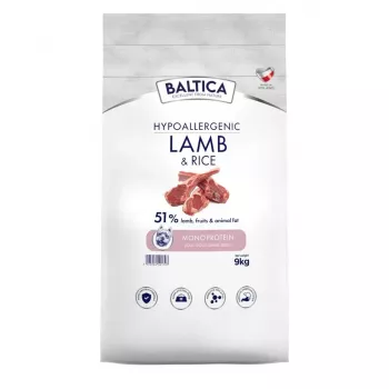 BALTICA Nutraceutic suaugusių šunų ėdalas su ėriena ir ryžiais mažų veislių šunims, mono, sausas, 9kg