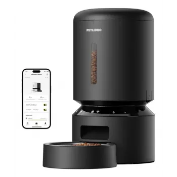 PETLIBRO Granary Wi-Fi automatinis gyvūnų ėdiklis, 5L išmanus maisto daviklis katėms ir šunims, valdymas programėle, 10 valgymų per dieną, balso įrašymas, nerūdijančio plieno dubuo, juodos spalvos